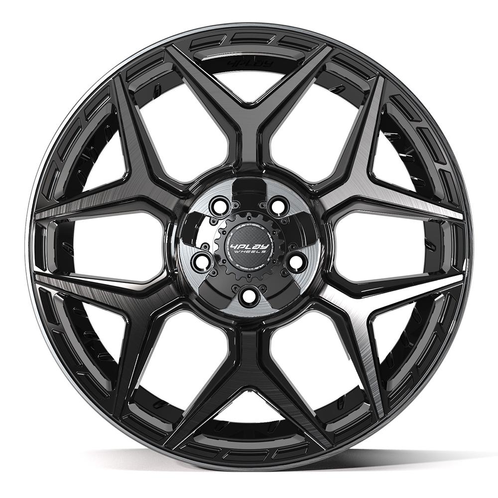4P06 20x9 Gloss Black w/ Brushed Face & Tinted Clear WHEELS