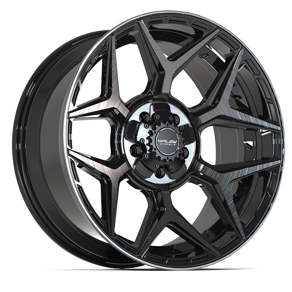 4P06 20x9 Gloss Black w/ Brushed Face & Tinted Clear WHEELS