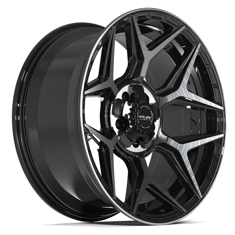 4P06 20x9 Gloss Black w/ Brushed Face & Tinted Clear WHEELS