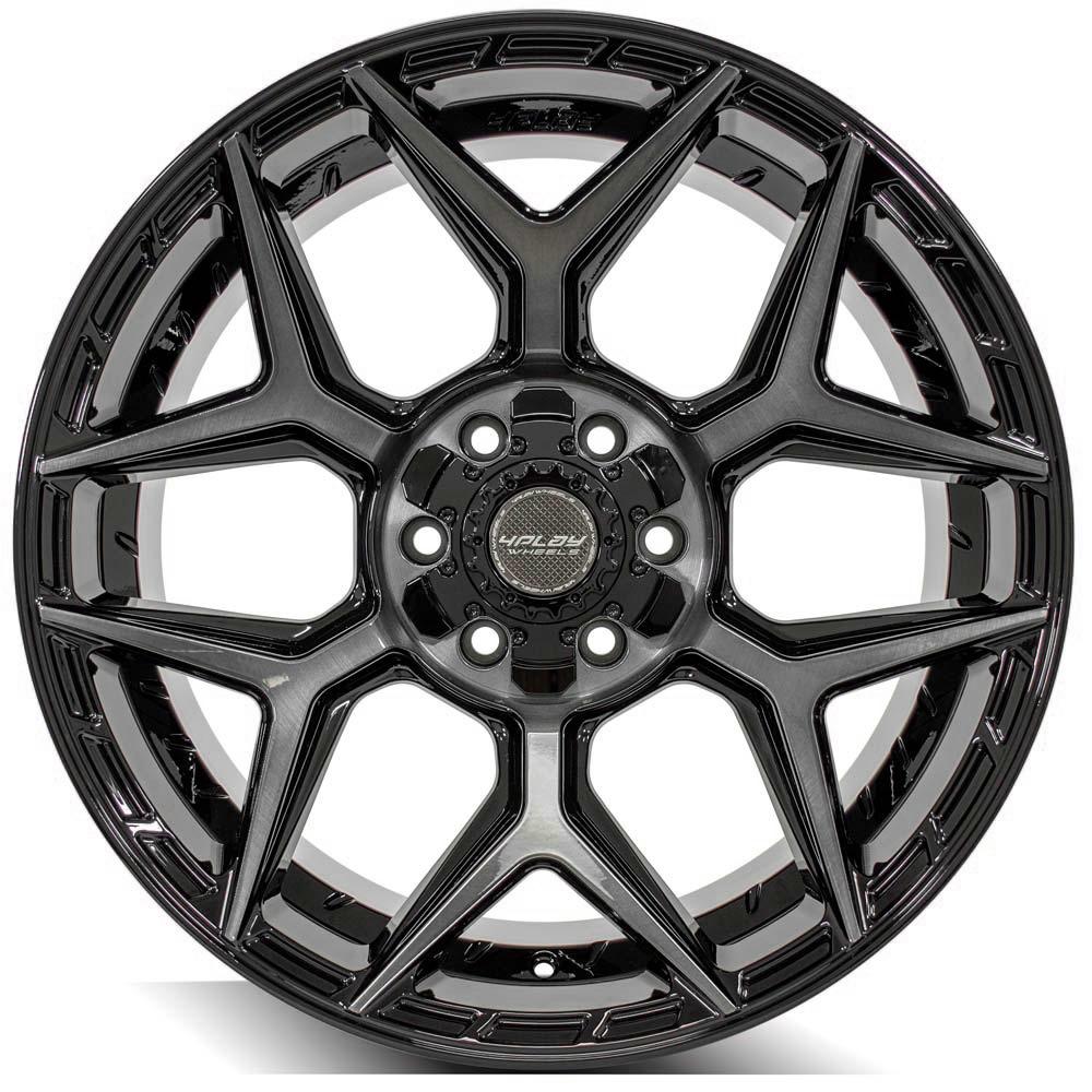 4P06 20x10 Gloss Black w/ Brushed Face & Tinted Clear WHEELS