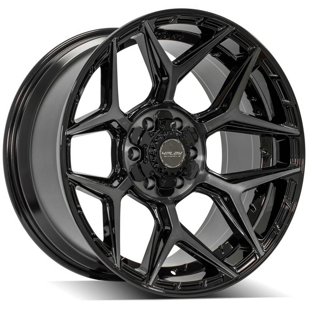 4P06 20x10 Gloss Black w/ Brushed Face & Tinted Clear WHEELS