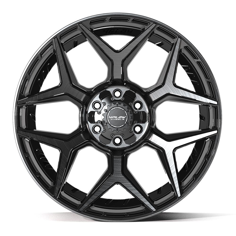 4P06 22x9 Gloss Black w/ Brushed Face & Tinted Clear WHEELS