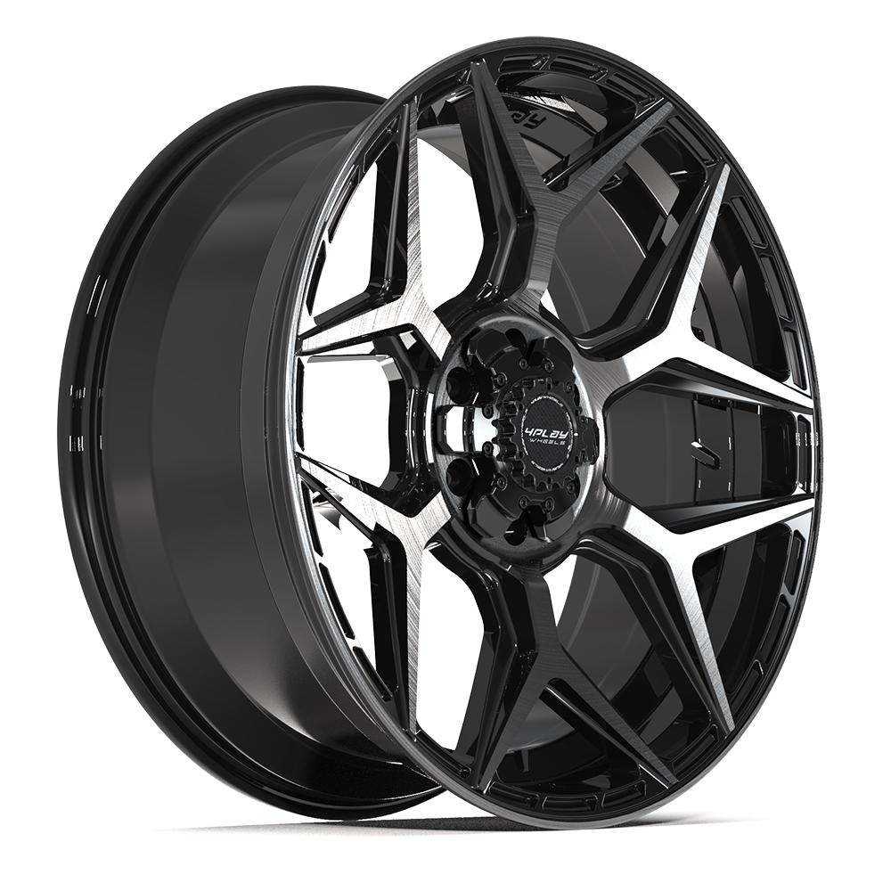 4P06 22x9 Gloss Black w/ Brushed Face & Tinted Clear WHEELS