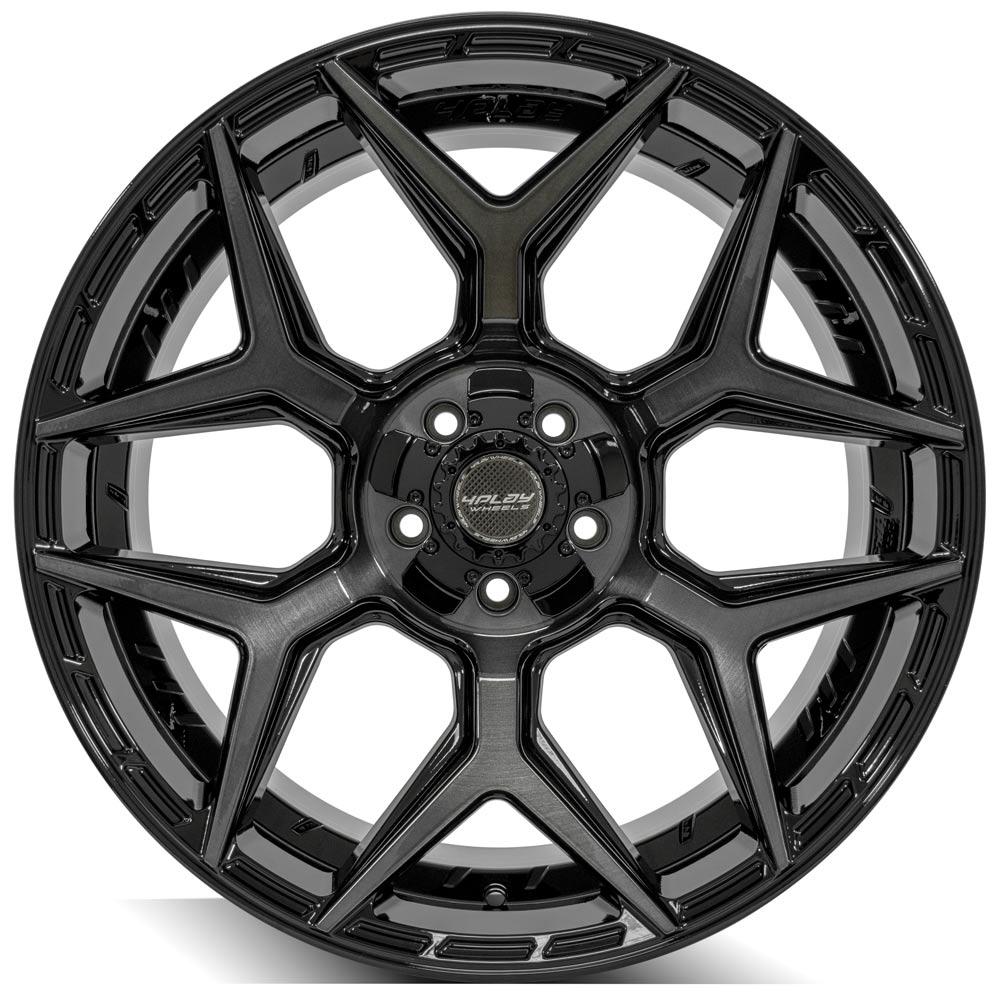 4P06 22x10 Gloss Black w/ Brushed Face & Tinted Clear WHEELS