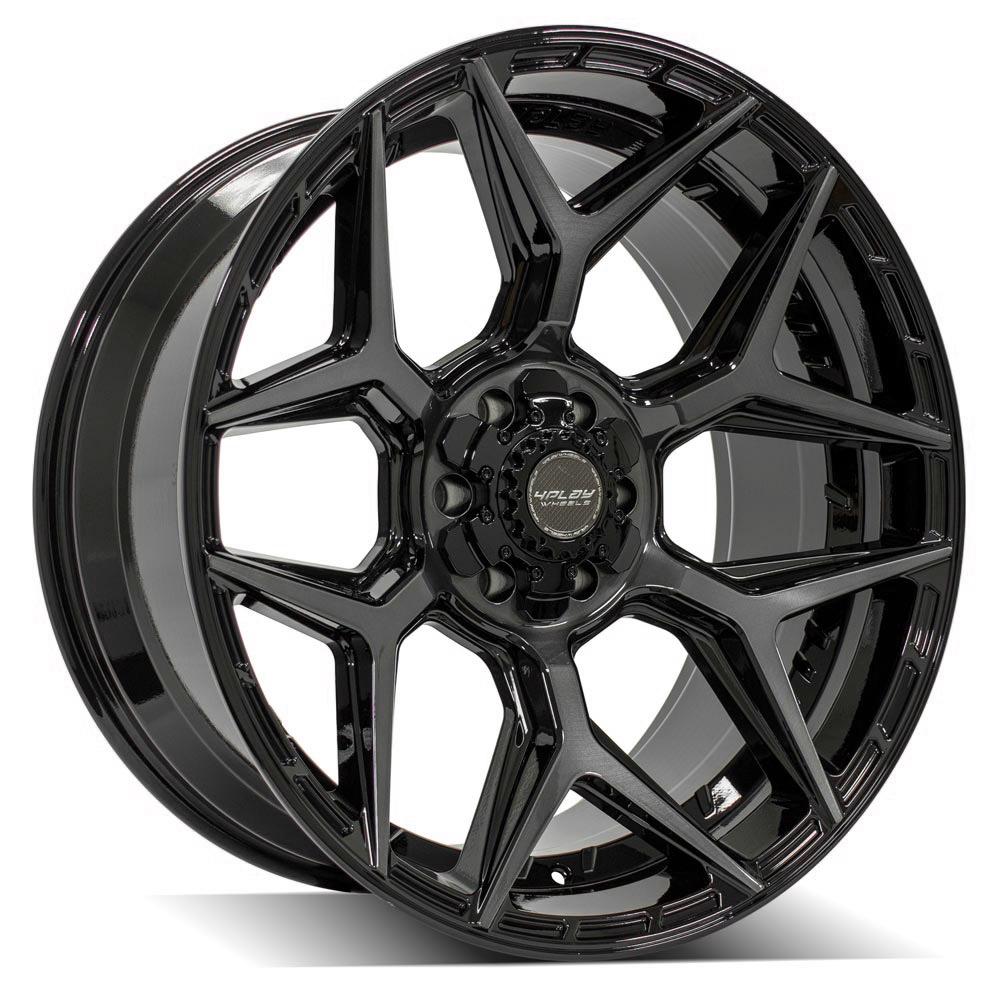 4P06 22x10 Gloss Black w/ Brushed Face & Tinted Clear WHEELS