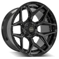 4P06 22x12 Gloss Black w/ Brushed Face & Tinted Clear WHEELS
