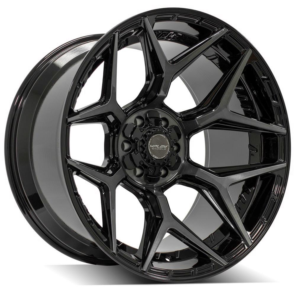 4P06 22x12 Gloss Black w/ Brushed Face & Tinted Clear WHEELS