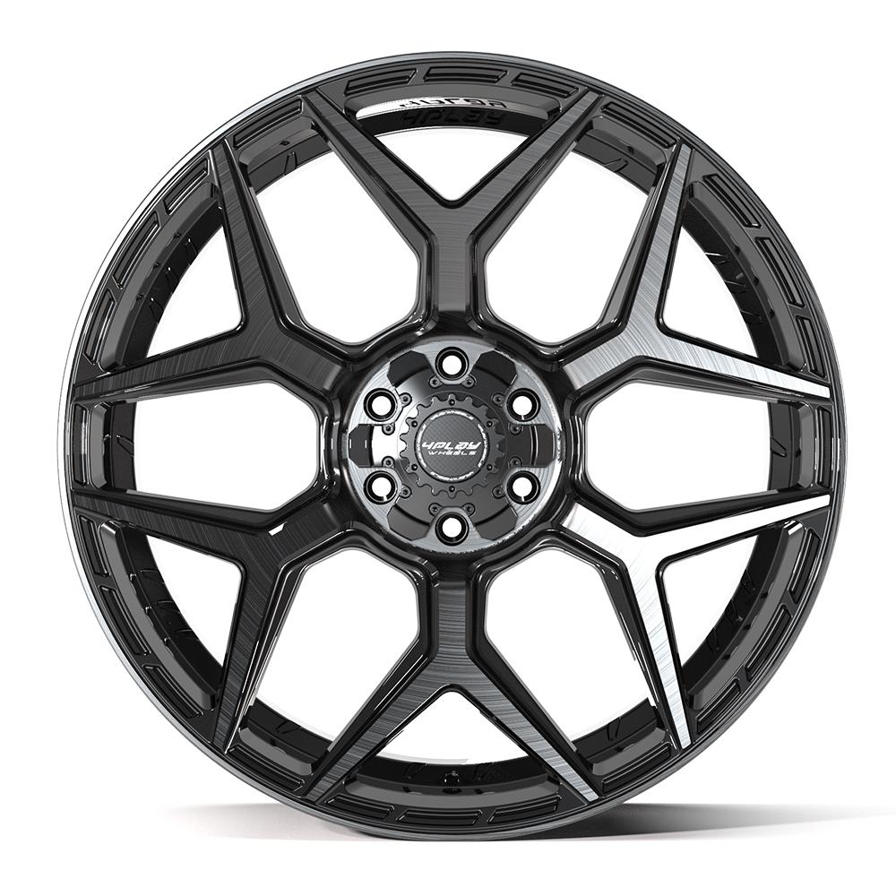 4P06 24x10 Gloss Black w/ Brushed Face & Tinted Clear WHEELS