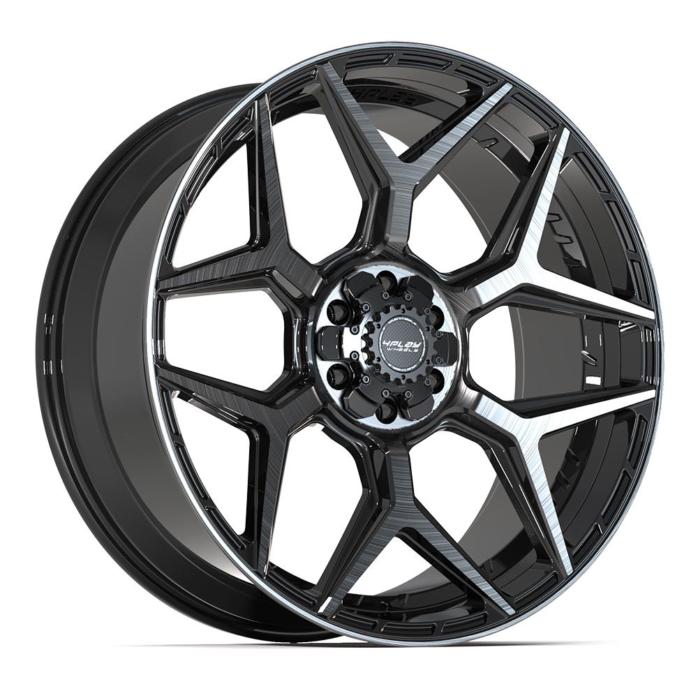 4P06 24x10 Gloss Black w/ Brushed Face & Tinted Clear WHEELS