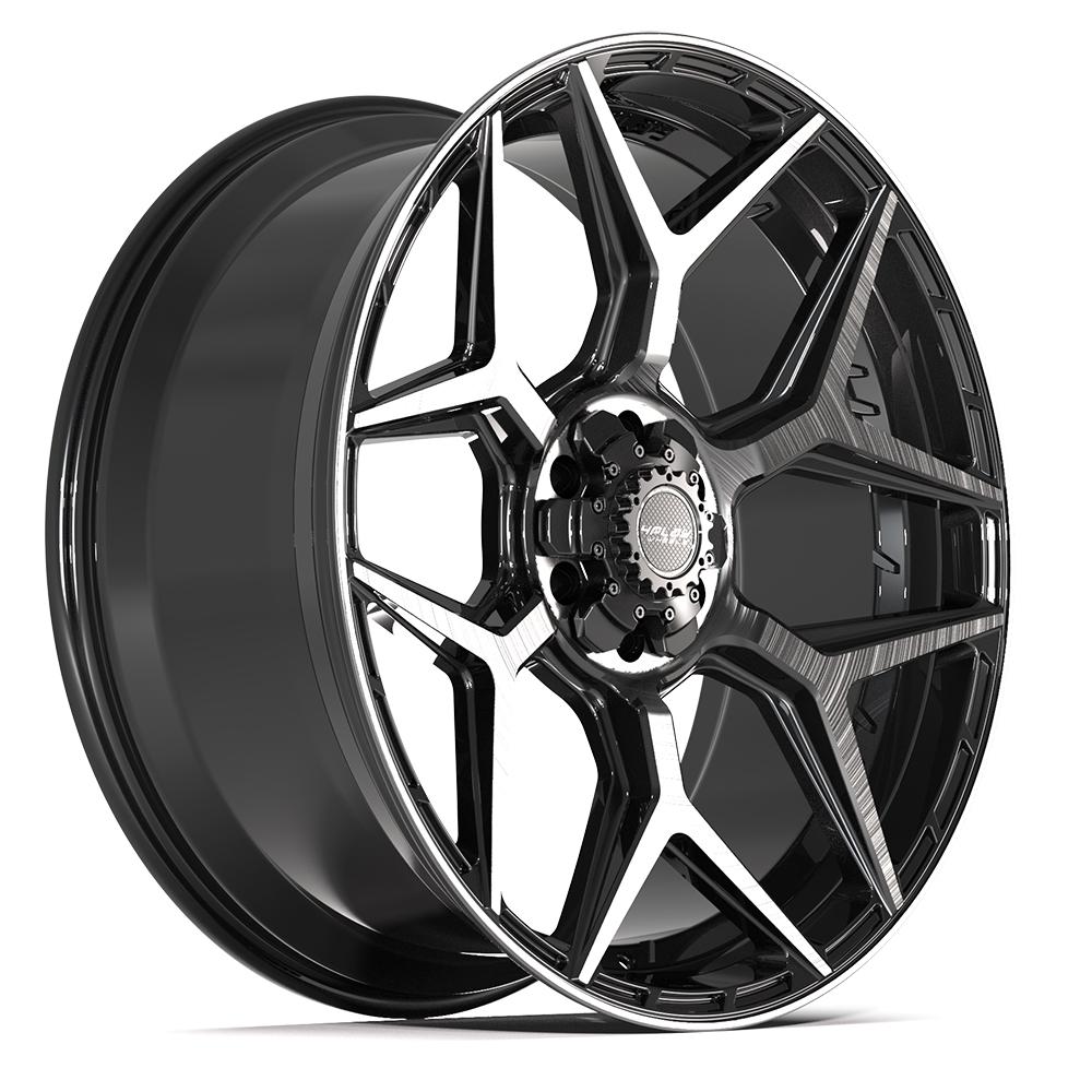 4P06 24x10 Gloss Black w/ Brushed Face & Tinted Clear WHEELS