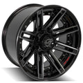 4P08 20x10 Gloss Black w/ Brushed Face & Tinted Clear WHEELS