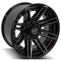 4P08 20x10 Gloss Black w/ Brushed Face & Tinted Clear WHEELS
