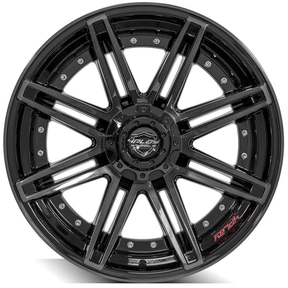 4PLAY Wheel for Ram-Dodge-Jeep-GM-Ford 4P08 Brushed Black Rim