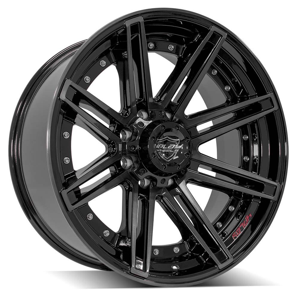 4P08 22x10 Gloss Black w/ Brushed Face & Tinted Clear WHEELS