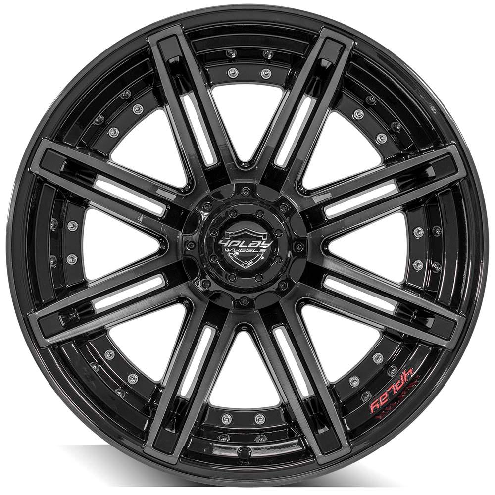 4PLAY Wheel for Ram-Dodge-Jeep-GM-Ford 4P08 Brushed Black Rim