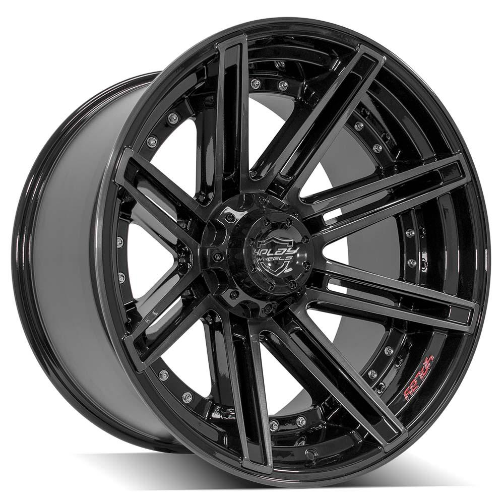4PLAY Wheel for Ram-Dodge-Jeep-GM-Ford 4P08 Brushed Black Rim