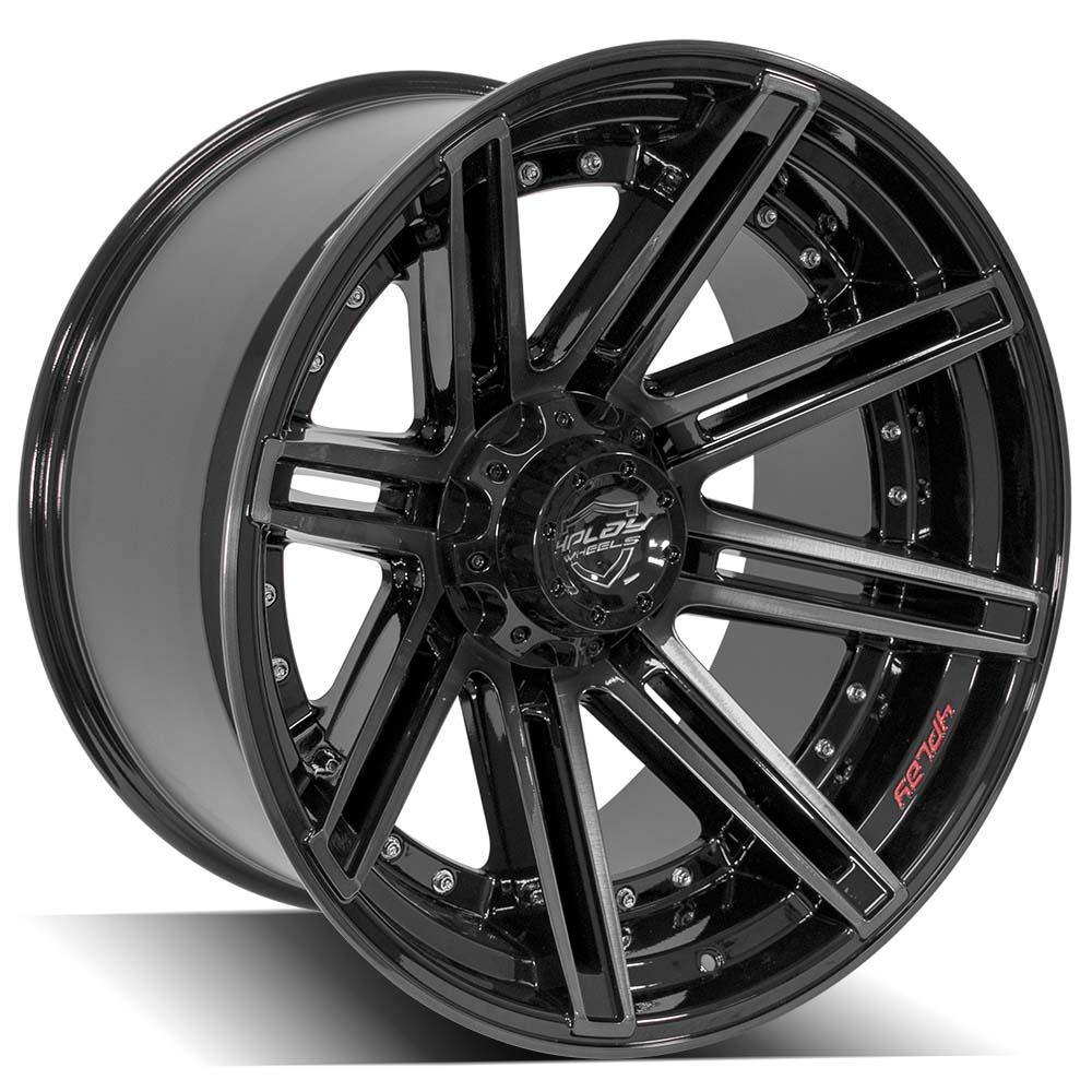 4PLAY Wheel for Ram-Dodge-Jeep-GM-Ford 4P08 Brushed Black Rim