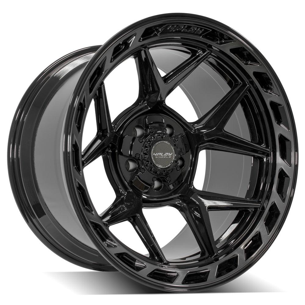 4P55 20x12 Gloss Black w/ Brushed Face & Tinted Clear WHEELS