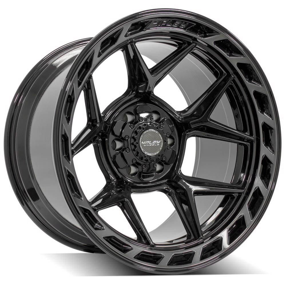 4P55 20x12 Gloss Black w/ Brushed Face & Tinted Clear WHEELS