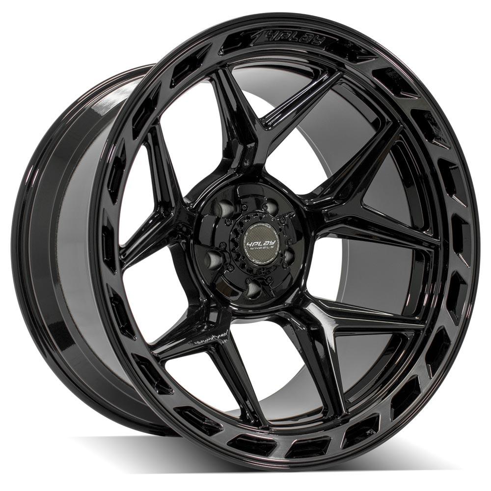 4P55 22x12 Gloss Black w/ Brushed Face & Tinted Clear WHEELS