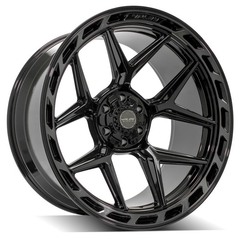 4P55 24x12 Gloss Black w/ Brushed Face & Tinted Clear WHEELS