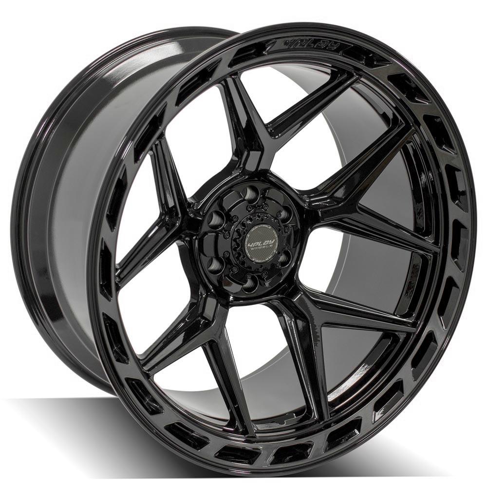 4P55 24x12 Gloss Black w/ Brushed Face & Tinted Clear WHEELS
