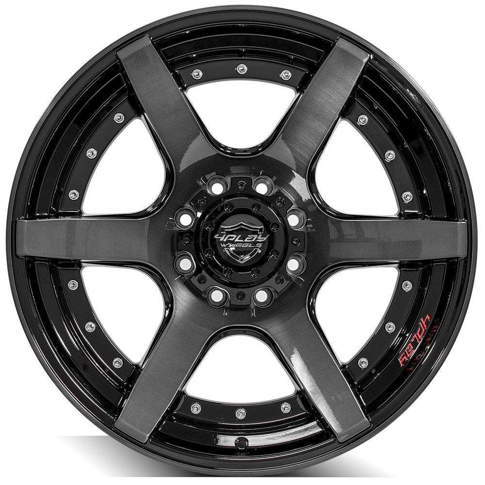 4PLAY Wheel for GM-Ford-Dodge-Hummer 4P60 Brushed Black Rim