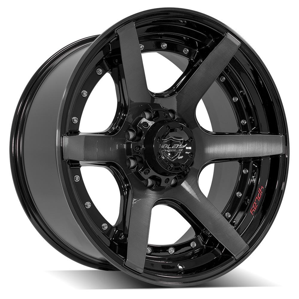 4PLAY Wheel for GM-Ford-Dodge-Hummer 4P60 Brushed Black Rim