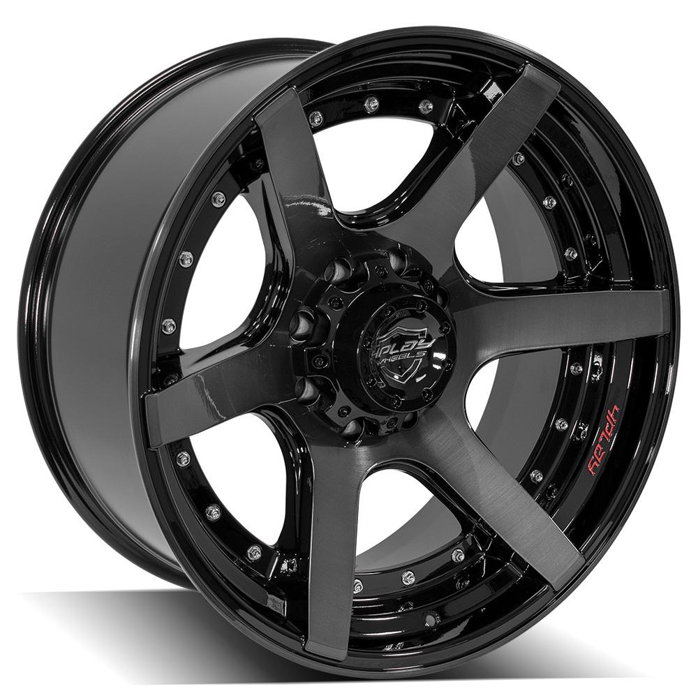 4PLAY Wheel for GM-Ford-Dodge-Hummer 4P60 Brushed Black Rim