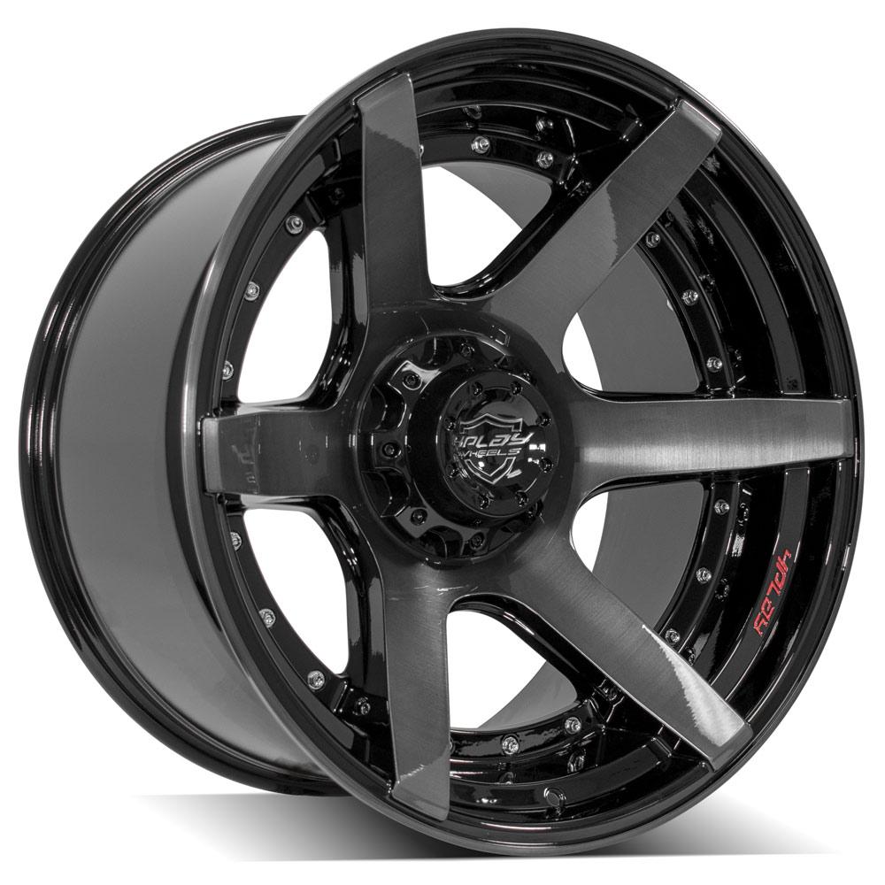 4PLAY Wheel for GM-Ford-Lincoln-Nissan-Toyota 4P60 Brushed Black Rim