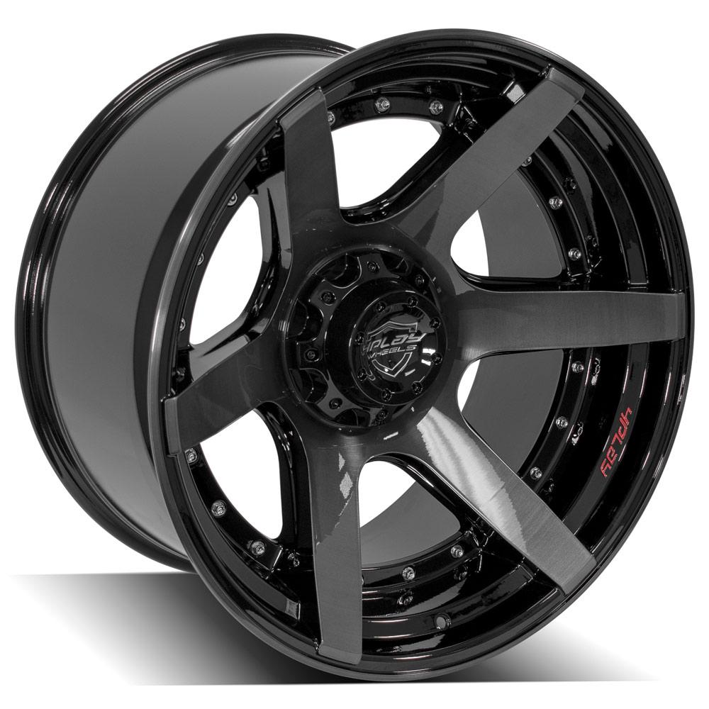 4PLAY Wheel for GM-Ford-Lincoln-Nissan-Toyota 4P60 Brushed Black Rim