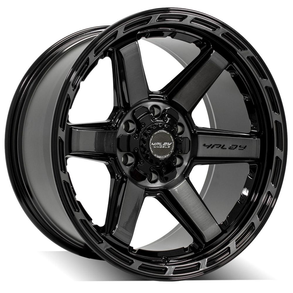 4P63 20x10 Gloss Black w/ Brushed Face & Tinted Clear WHEELS