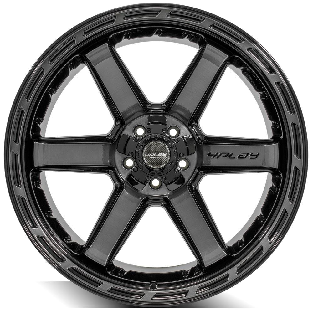 4P63 22x12 Gloss Black w/ Brushed Face & Tinted Clear WHEELS