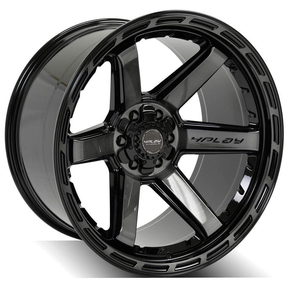 4P63 22x12 Gloss Black w/ Brushed Face & Tinted Clear WHEELS