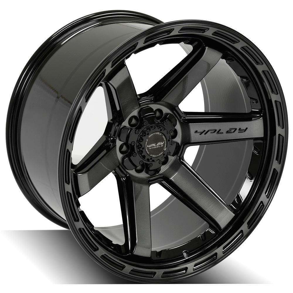4P63 22x12 Gloss Black w/ Brushed Face & Tinted Clear WHEELS