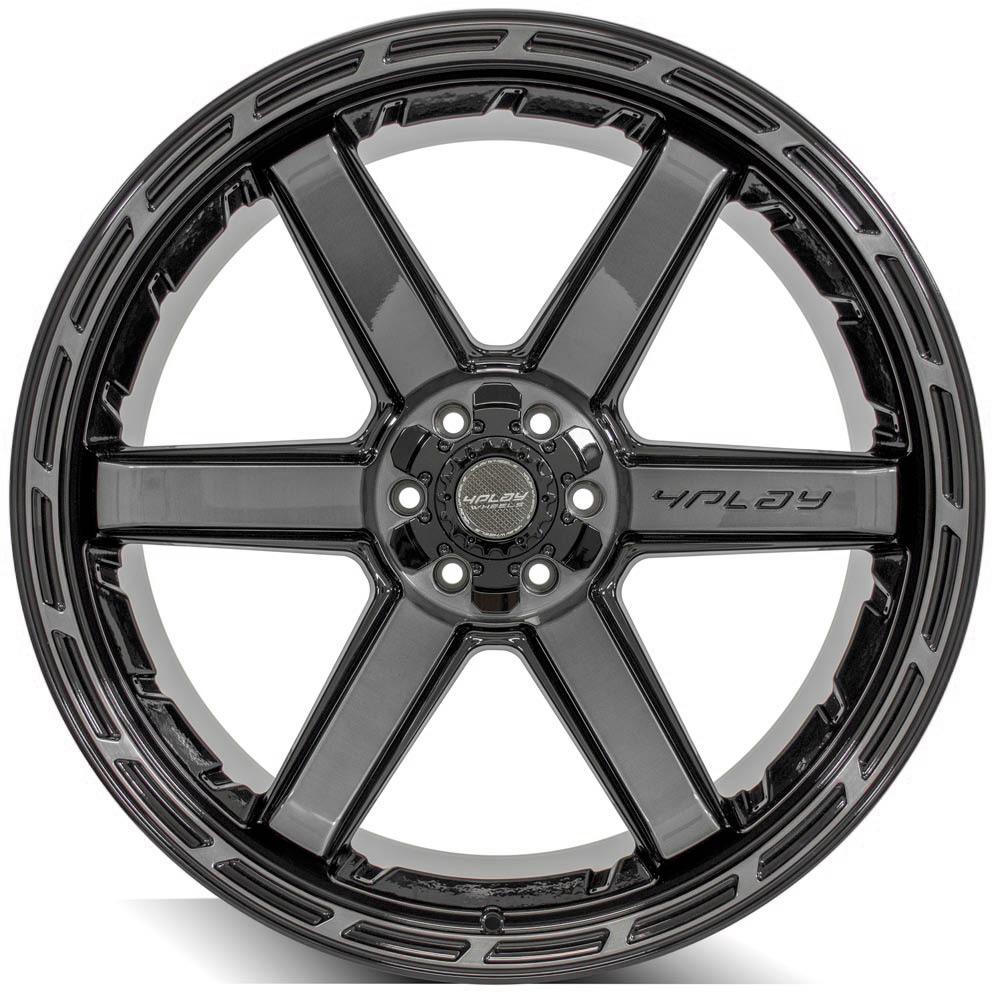 4P63 24x12 Gloss Black w/ Brushed Face & Tinted Clear WHEELS