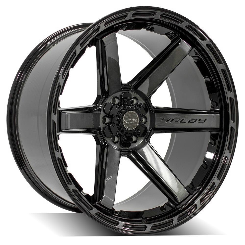 4P63 24x12 Gloss Black w/ Brushed Face & Tinted Clear WHEELS