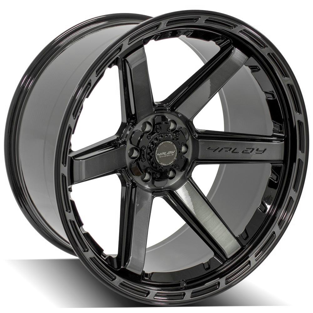 4P63 24x12 Gloss Black w/ Brushed Face & Tinted Clear WHEELS