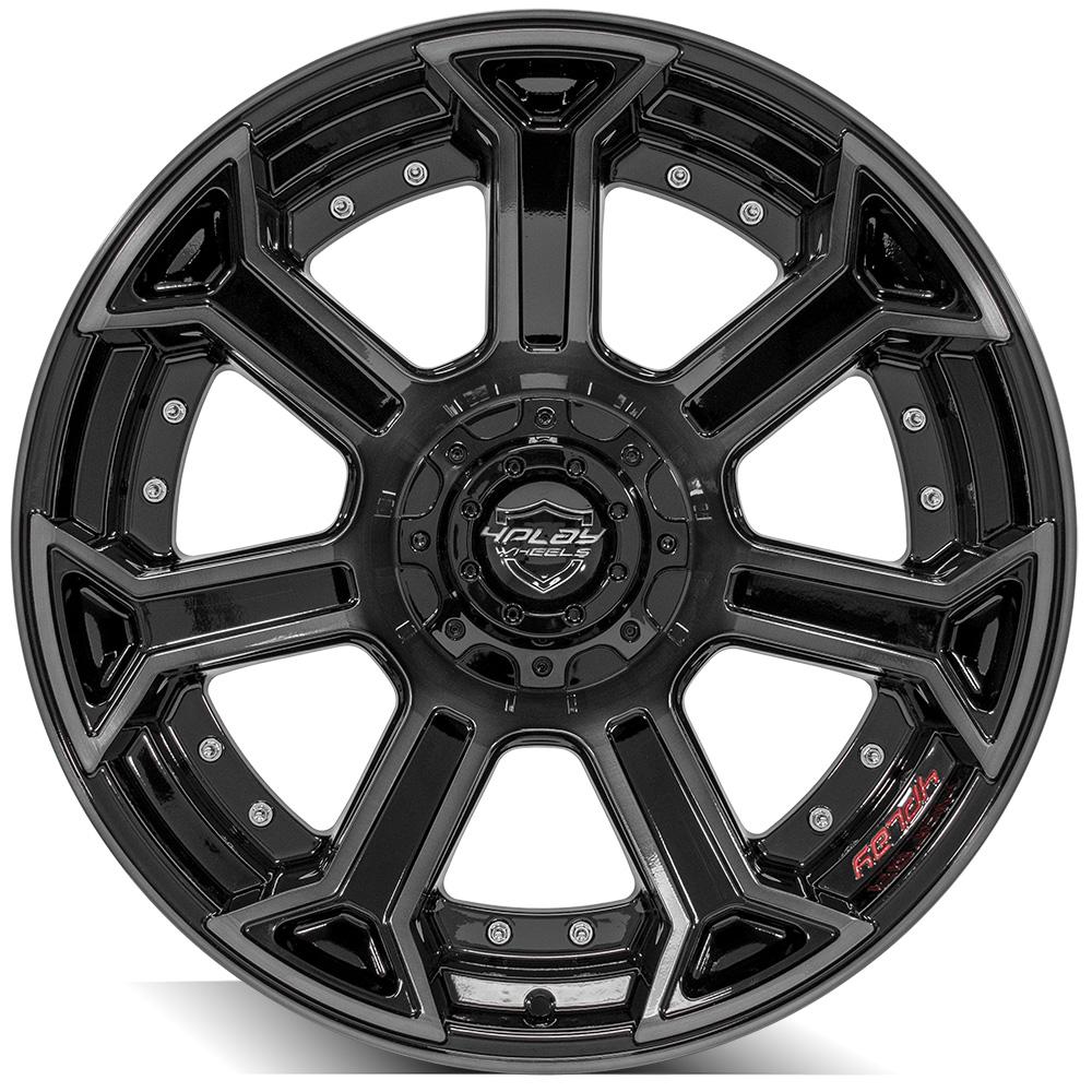 4PLAY Wheel for Ram-Dodge-Jeep-GM-Ford 4P70 Brushed Black Rim