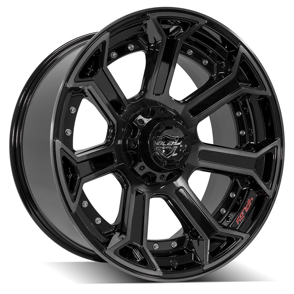 4PLAY Wheel for Ram-Dodge-Jeep-GM-Ford 4P70 Brushed Black Rim