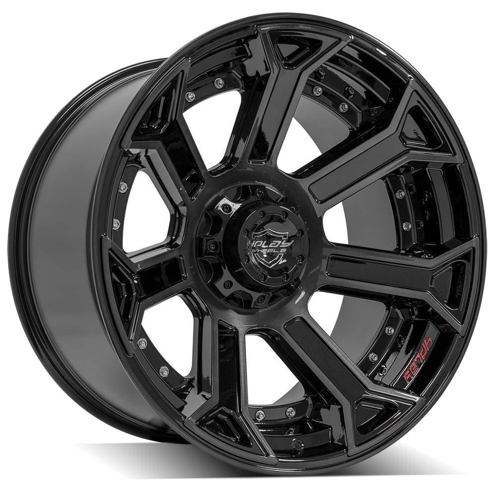 4PLAY Wheel for Ram-Dodge-Jeep-GM-Ford 4P70 Brushed Black Rim