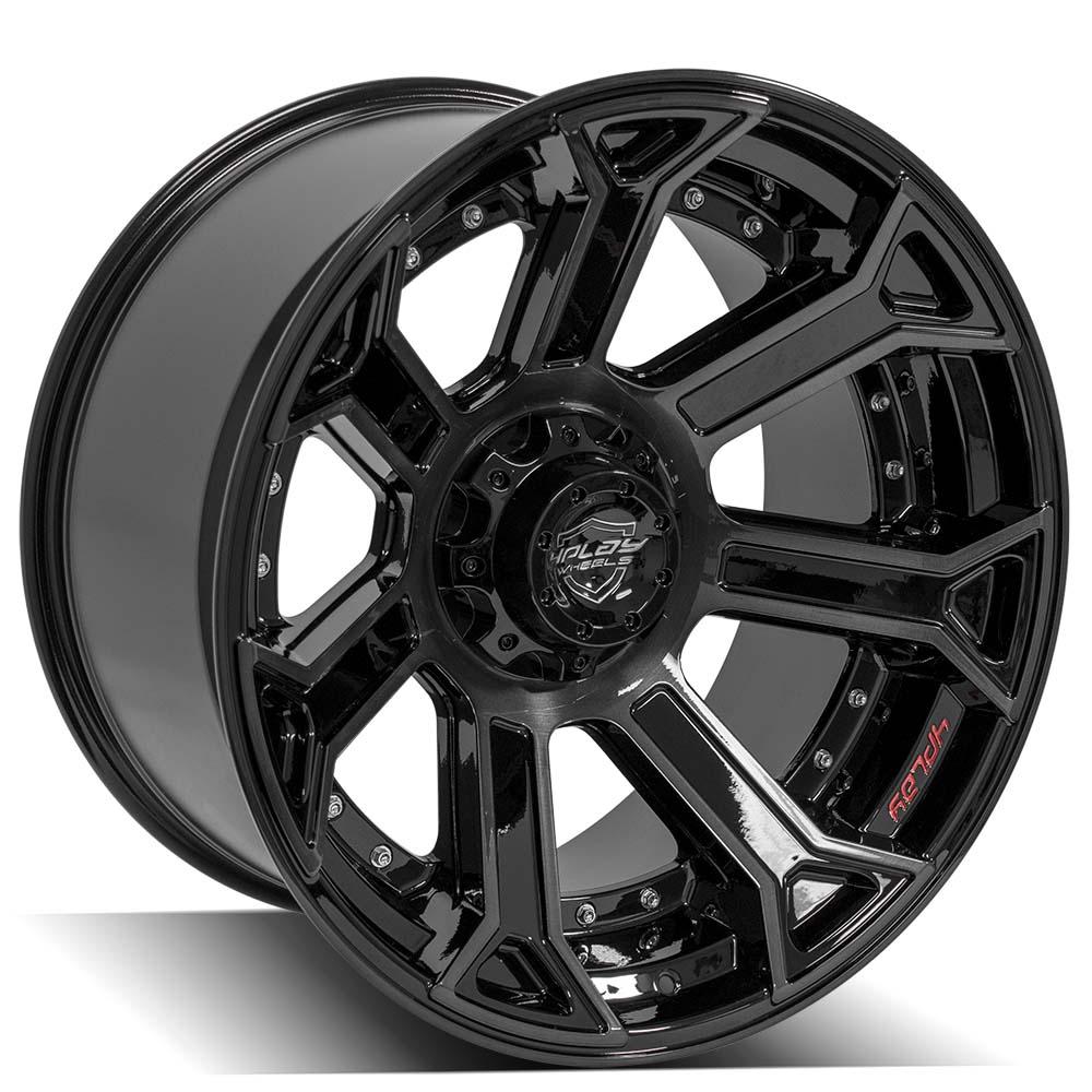 4PLAY Wheel for Ram-Dodge-Jeep-GM-Ford 4P70 Brushed Black Rim
