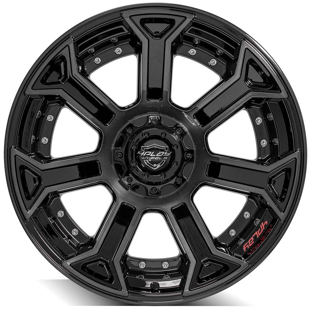 4PLAY Wheel for GM-Ford-Lincoln-Nissan-Toyota 4P70 Brushed Black Rim
