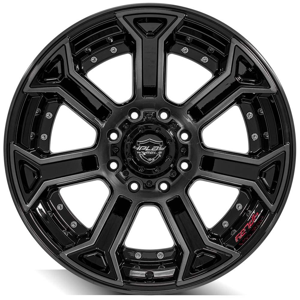 4PLAY Wheel for GM-Ford-Dodge-Hummer 4P70 Brushed Black Rim