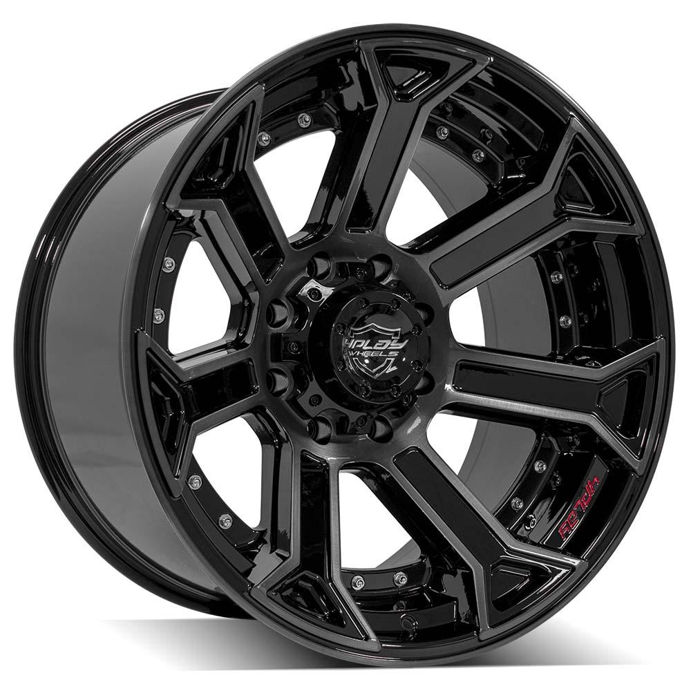 4PLAY Wheel for GM-Ford-Dodge-Hummer 4P70 Brushed Black Rim
