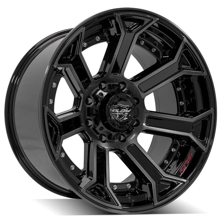 4PLAY Wheel for GM-Ford-Dodge-Hummer 4P70 Brushed Black Rim