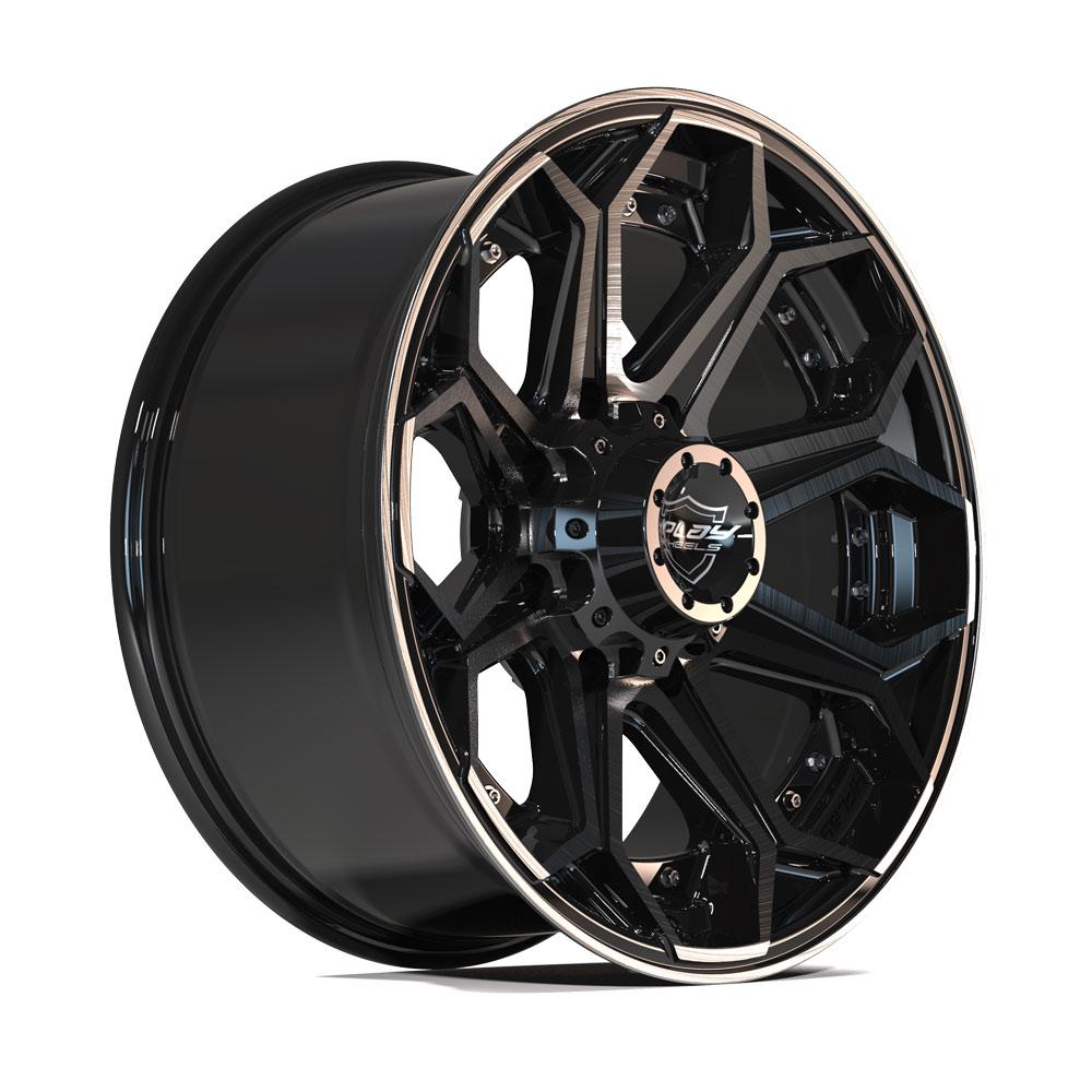 4P80R 20x9 Gloss Black w/ Brushed Face & Tinted Clear WHEELS