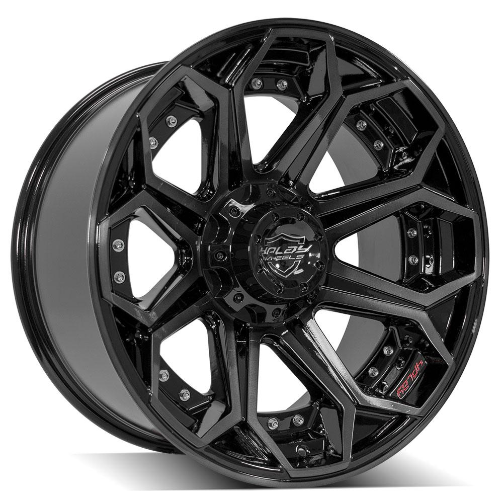 4P80R 20x10 Gloss Black w/ Brushed Face & Tinted Clear WHEELS