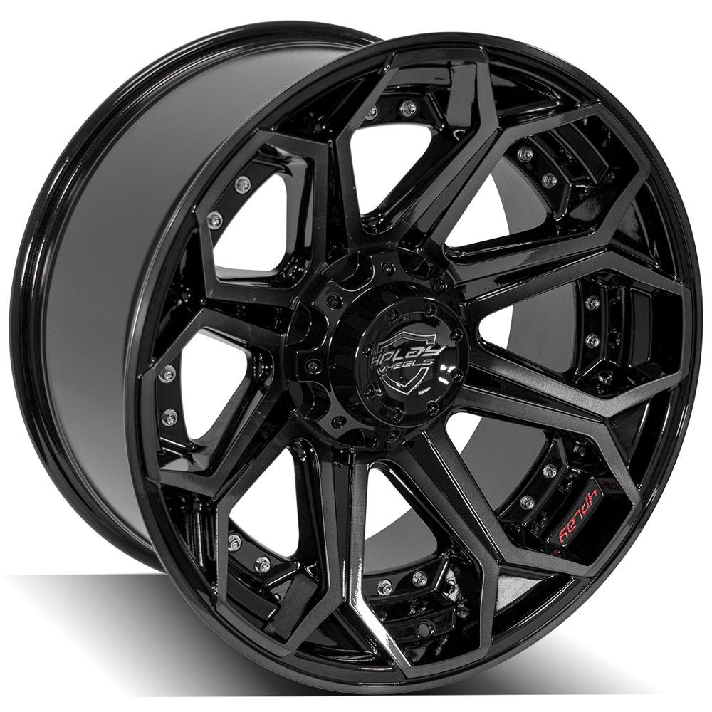 4P80R 20x10 Gloss Black w/ Brushed Face & Tinted Clear WHEELS
