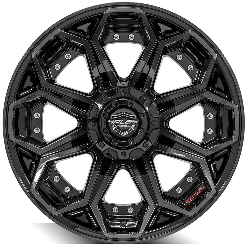 4P80R 20x10 Gloss Black w/ Brushed Face & Tinted Clear WHEELS
